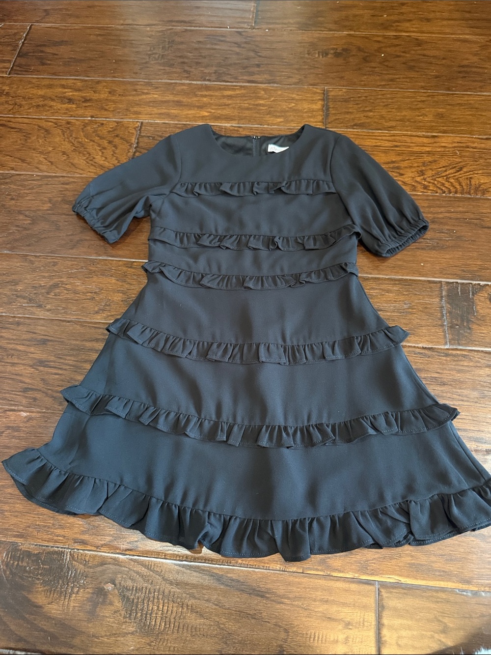 Girls' Black Ruffle Tiered Dress - Classic Party Dress GB Girls 6